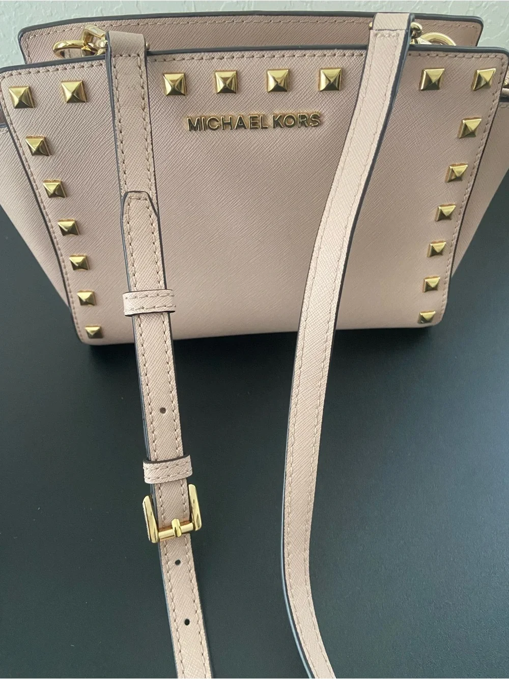 NWOT Michael Kors Selma Studded Medium Crossbody Bag - Blush Pink